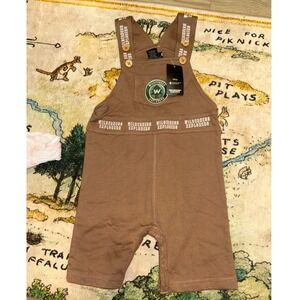 Disney Pixar Up Wilderness Explorers Baby Overalls UP Russel Brown 9-12M NEW